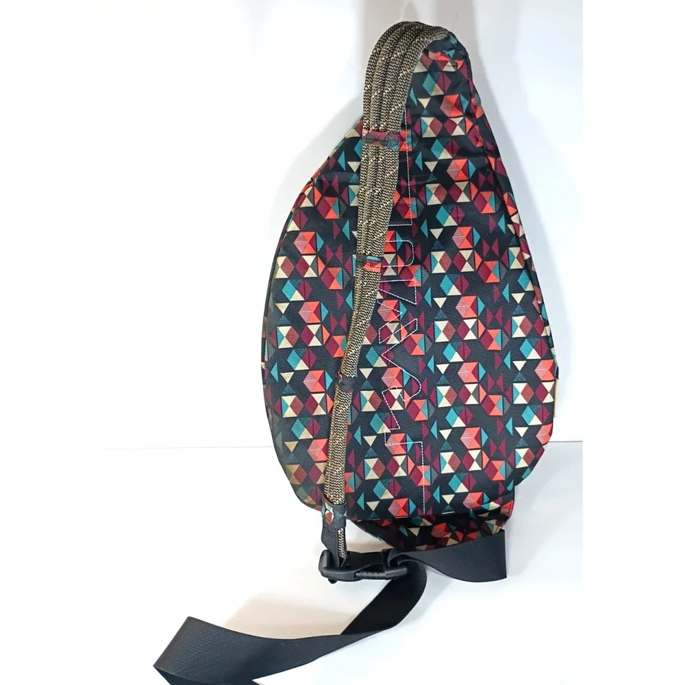 KAVU Jumble Dash Geometric Rope Sling Backpack Crossbody Cotton Canvas Retired
